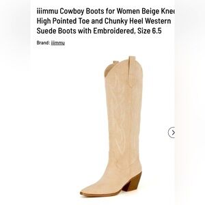 Women's Beige Suede Cowboy Boots